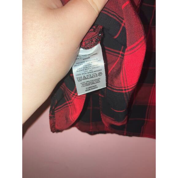 Loft outlet buffalo plaid red and black flannel comfy top size medium petite - Picture 5 of 6